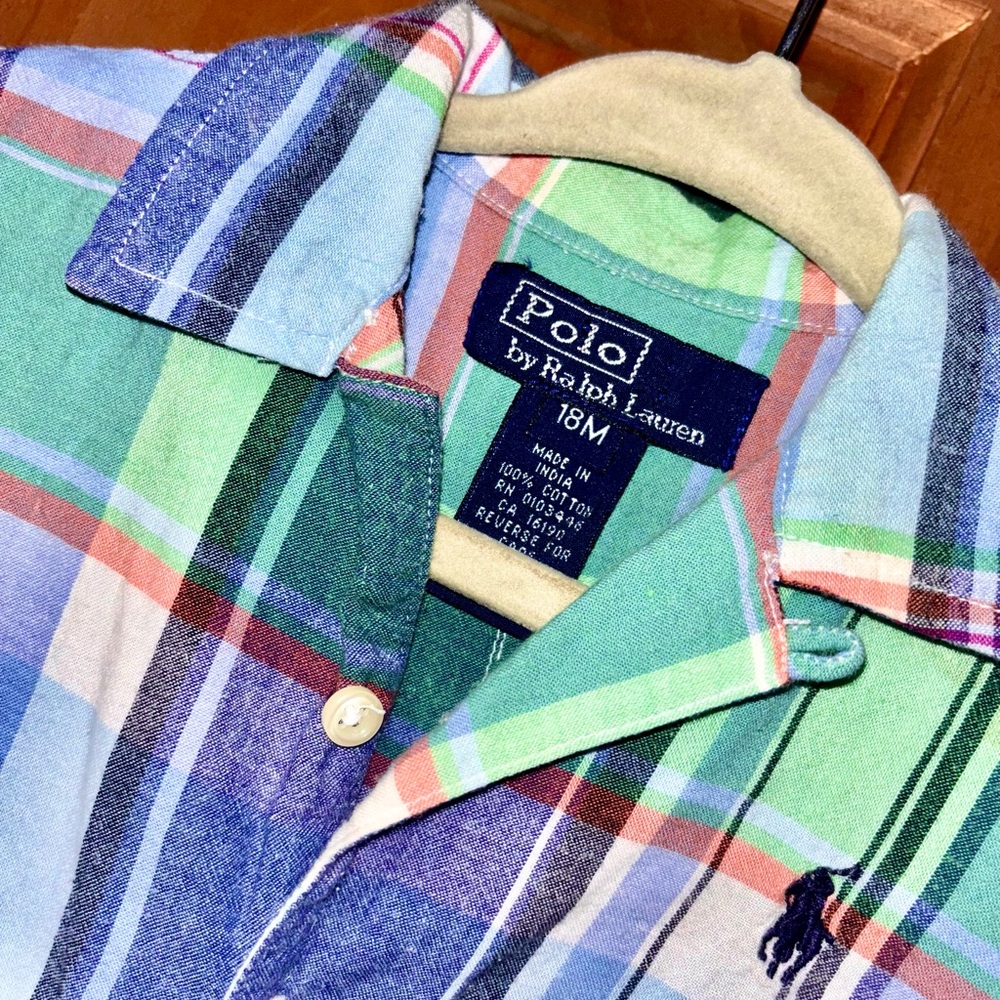 Polo by Ralph Lauren Blue and Green Bodysuit